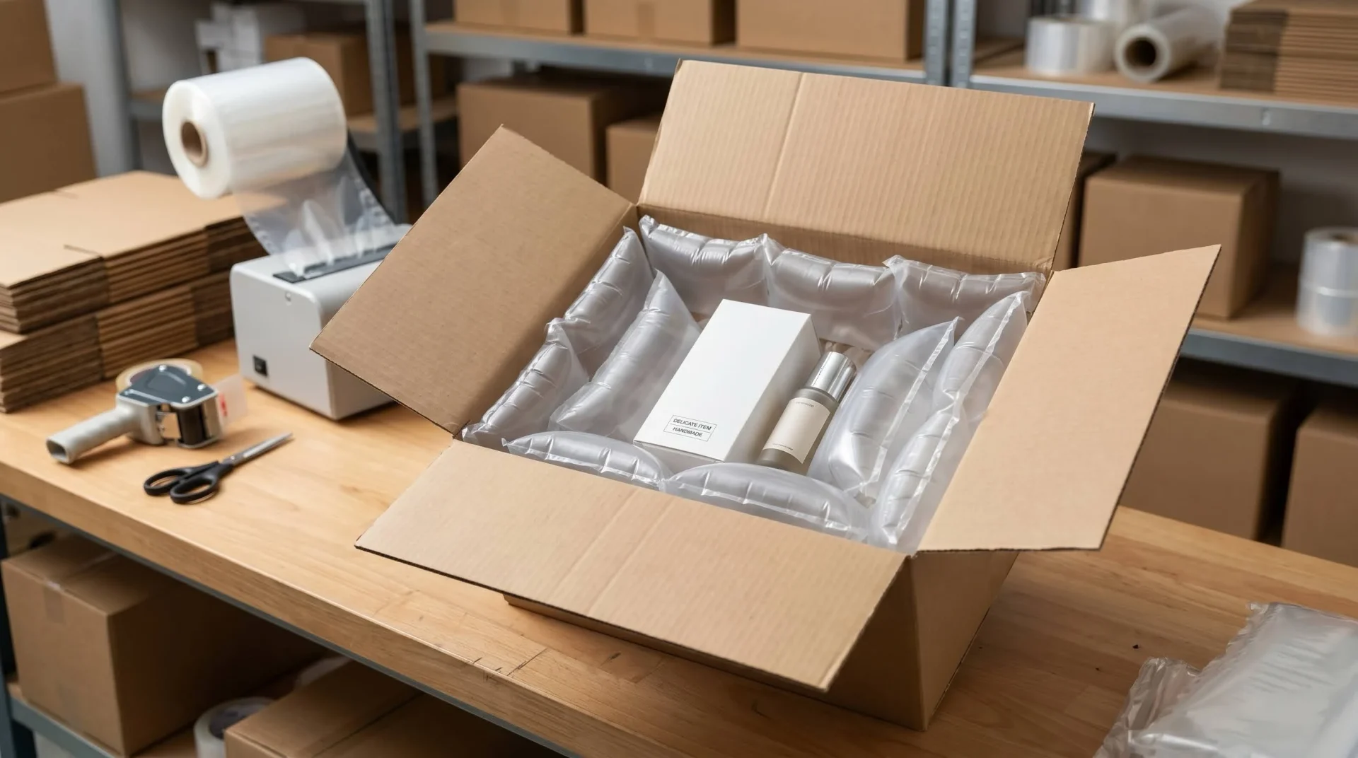 Bolsa inflable para empaque como relleno protector dentro de caja de envío